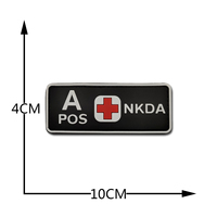 Venta al por mayor de sangre grande tipo luminoso PVC A + B + AB + O + insignia de moral táctica parches de gancho y bucle