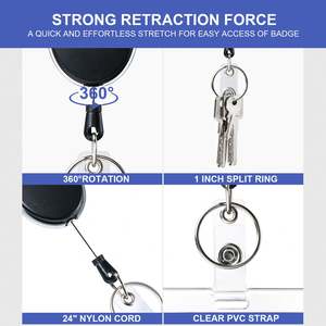 Porte-badge rétractable bidirectionnel avec logo couleur personnalisé, clip vertical/horizontal et pochette pour carte d'identité – Accessoire - Product Image 3