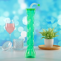 Gobelet en plastique coloré pour slush, best-seller, long gobelet en plastique pour bière avec paille