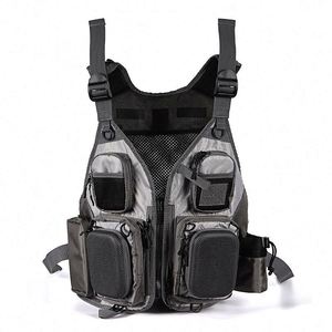 เสื้อกั๊กตกปลาแบบตาข่ายผ้าโพลีเอสเตอร์กันน้ำระบายอากาศได้ดีพร้อมกระเป๋าเป้ - Product Image 1