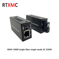 Mini convertisseur optique 10/100m Rj45 de médias de fibre de RTXMC à l'émetteur-récepteur millimètre 25km choisissent le média Co de fibre du SM 1310/1550nm de fibre