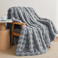 Plaid de luxe en fausse fourrure de lapin, doux et moelleux, à poils longs, pour canapé, lit, décoration intérieure