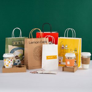 Thân Thiện Với Môi Biểu Tượng Tùy Chỉnh In Ấn Mang Nhãn Hiệu Thức Ăn Nhanh Bao Bì Túi Giấy Kraft Túi Giấy Cho Thực Phẩm Takeaway Với Xoắn Xử Lý - Product Image 4