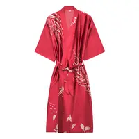 Camisón de seda para mujer, vestido de dama de honor largo, rojo, para novia, pijama de perro para el hogar