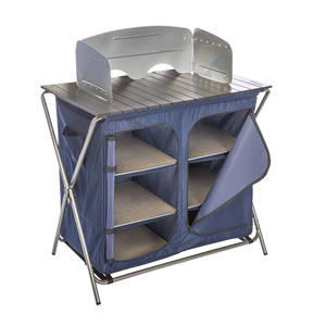 휴대용 야외 캠핑 주방 롤아웃 철 탁상 분리형 앞 유리 3 선반 식료품 저장실 캐비닛 접이식 2 인용 요리 - Product Image 1