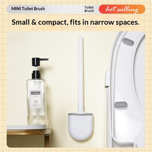 Brosse de toilette murale avec tête en TPR et manche en plastique détachable, étanche, flexible, conception sans angle mort - Product Image 2