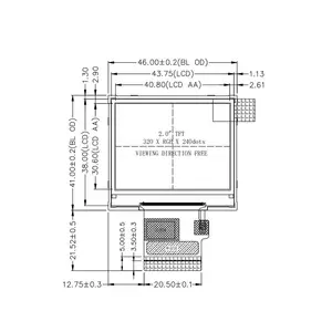 2 inch TFT LCD hiển thị 320x240 IPS Độ sáng cao SPI 4 dòng giao diện LCD Panel cho cầm tay & PDA