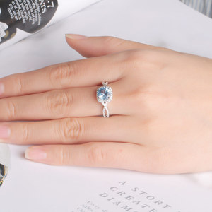 Accesorios de Lujo para Compromiso, Regalos de Joyería de Plata de Ley 925, Topacio Azul Cielo, Zafiro, Anillos de Boda para Mujer - Product Image 2
