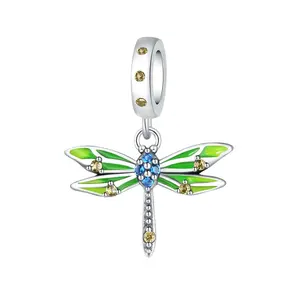 <span class=keywords><strong>Ciondolo</strong></span> di fascino leggero per bambini con perline squisite libellule coccinelle fiori insetti Zircon argento Sterling rodiato - Product Image 5