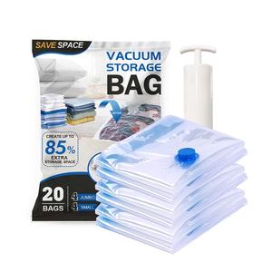 20packs pour grand sac de scellage sous vide pour vêtements sacs de stockage de compression sous vide en PE transparent avec pompe à main - Product Image 1