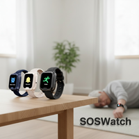 Montre intelligente d'alerte pour travailleur isolé 4G Alarme de chute SOS Surveillance de la santé Montre pour les personnes âgées Traceur GPS