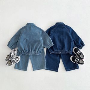 Nouvel ensemble en jean pour garçons et filles, haut à manches cardigan, <span class=keywords><strong>pantalon</strong></span> décontracté tendance - Product Image 5