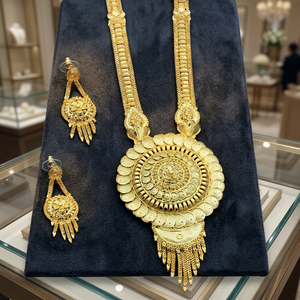 Wholesale 14K18K24K Micron Gold Filled <b>Long</b> <b>Necklaces</b> Traditional Floral Design Jewelry Set Brass Gold <b>Long</b> Fashion Jewelry Set - Product Image 4