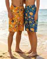 Shorts de plage pour hommes personnalisés, séchage rapide, motif floral tropical, décontractés pour les vacances, en polyester, style hawaïen