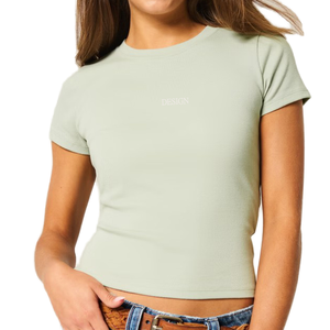 2025 puf taklidi düz seksi gömme ince boş gömlek kadın t-shirt toptan kırpma üst özel logo bebek Tee için kadın - Product Image 1