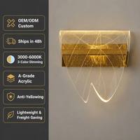 Applique murale LED d'angle incurvée de luxe nordique, éclairage asymétrique fluide, intensité variable 10W, CRI 90 élevé, décoration murale