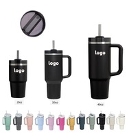 Tasses à café réutilisables personnalisées en acier inoxydable, tasse de voyage à double paroi de 30 oz, gobelet isotherme de 40 oz avec poignée et couvercle à paille
