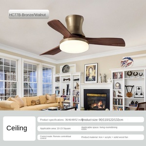 Moderne 48W LED Ventilateur de Plafond Lumière Fer Bois Massif Design 5 Verre 3 Couleur Gradation 42 46 48 54 Pouces Tailles 6 Voix Télécommande - Product Image 5