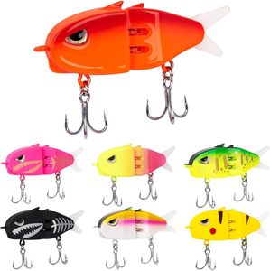 Señuelo de pesca articulado de 60 mm y 6.5 g, de hundimiento lento, 2 secciones, tipo glide bait con cola suave y sonajero, señuelo de pesca pequeño. - Product Image 1