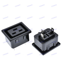 Adaptor Panel Mount Universal Hitam 16A 250V IEC-C19/C20, Konektor Soket PDU/UPS, Soket Steker Daya Industri