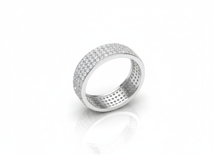 Bague en argent 925 entièrement pavée de diamants, large, de luxe, pour mariage, micro-pavée, bijoux de créateur, cadeau d'anniversaire - Product Image 3