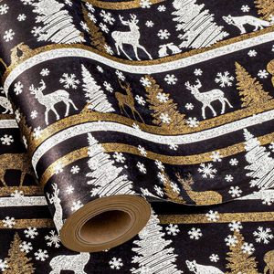 Yarcony Kraft Christmas <b>Wrapping</b> <b>Paper</b> Black Roll 46.8 Sq Ft Recyclable Gift Craft Packaging - Product Image 1