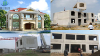 Moules de maisons préfabriquées en béton armé, ligne de maisons modulaires, isolation anti-sismique, faible coût, construction rapide, garantie 1 an
