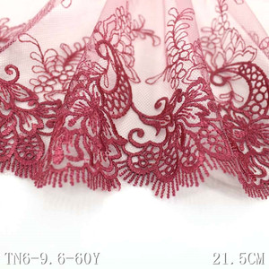 Spot vente broderie dentelle 21cm <span class=keywords><strong>de</strong></span> large rose clair maille fantaisie fleur brodé dentelle garniture matériel dentelle tissu - Product Image 6