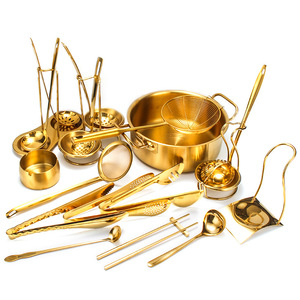 <span class=keywords><strong>Hotel</strong></span> de lujo Royal 304 restaurante de acero inoxidable olla caliente sopa embudo cuchara vajilla colador <span class=keywords><strong>dorado</strong></span> cuchara gruesa suministros - Product Image 1