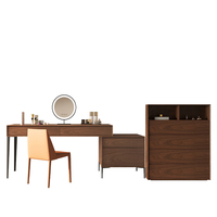 Commodes Table de style nordique Grand espace de rangement Meubles en bois Commode moderne Miroir Conceptions Coiffeuse Table avec miroir à led