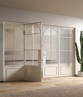 Puertas Francesas Modernas de Aluminio Comercial Personalizadas con Entrada Arqueada, Doble Vidrio, Resistentes al Viento, para Posición Interior Frontal