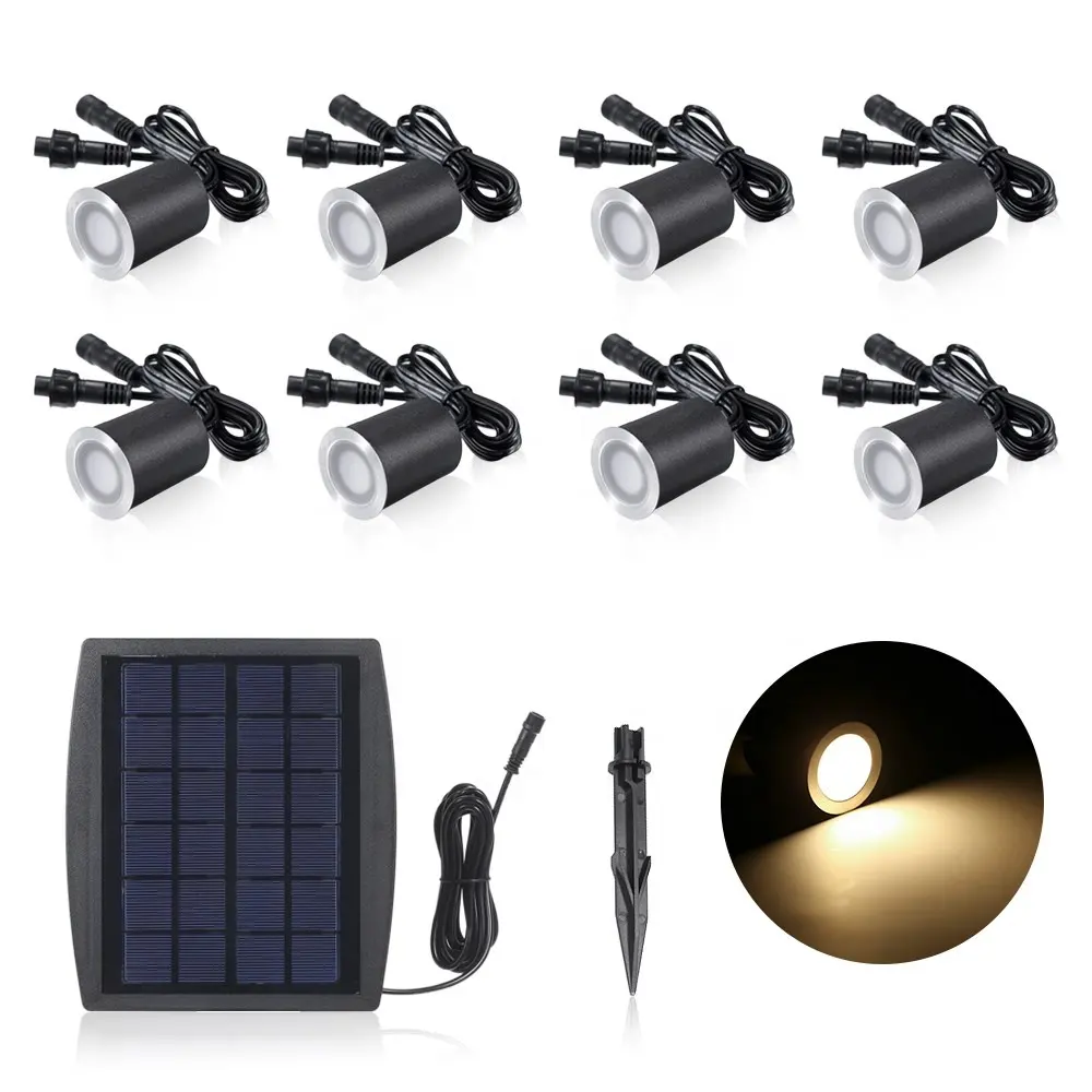 6/8Pcs Led Solar Deck Licht 32Mm Waterdichte IP67 Ondergrondse Verlichting Op Zonne-energie Outdoor Floor Lamp Patio trap Spotlight