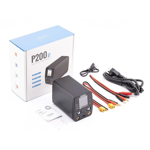 New ToolkitRC P200 V2 Mini Desktop Power Supply Charger AC100W DC200W Dual Input Mode 1-30V 1-10A for FPV Racing Drone/Airplane