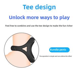حلقة سيليكون ثلاثية للرجال من السيليكون الناعم ، قفل السائل المنوي والواقي الذكري ، ميزة التأخير البدني ، ميزة Yibrator - Product Image 4