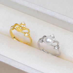 S925 Silver <b>Ring</b> for Women DIY <b>Crown</b> Style Open Mouth <b>Ring</b> with Empty Finger Holder Jewelry Accessories 207 - Product Image 1