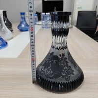 Base de chicha en verre sculptée à la main de 25 cm, noire, accessoires de chicha, vente en gros d'usine, pour bar à chicha