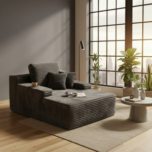 Sofá Individual Moderno, Extensible, Tapizado en Terciopelo, Relleno de Espuma, para Sala de Estar - Product Image 1