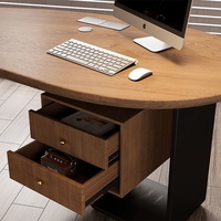 Bureau en bois massif, pliable, pour bureau de direction, poste de travail informatique, avec prise intégrée, table longue créative pour salon et usage domestique