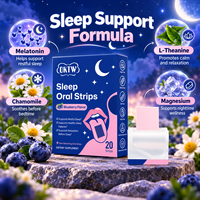 OKTW Bandes buccales de soutien au sommeil à dissolution rapide à la mélatonine, L-théanine et camomille, saveur myrtille, pour un sommeil réparateur nocturne chez les adultes