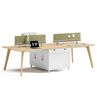 Poste de travail de bureau moderne en bois avec cloison, table et ensemble de mobilier pour employé avec rangement