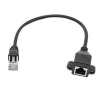 كابل شبكة إيثرنت Cat 6 مع موصلات RJ45 ذكر إلى أنثى، كابل تمديد محمي للتركيب على لوحة التحكم بالبراغي للراوتر