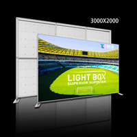 Bannière de fond 3000*2000 pour salon professionnel avec écran LED SEG lumineux en tissu et cadre en aluminium pour stand d'exposition de football