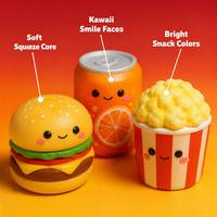 Mini Squishies Alimentaires Lot de 10 : Burger, Frites, Donut, Popcorn, Taco, Visage Kawaii, Corps Souple, Cadeau de Bureau, Jouets Squishy