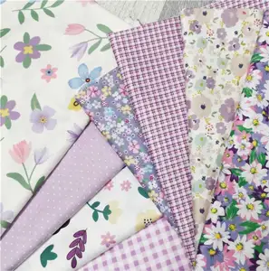 Фиолетовая маленькая цветочная ткань в пасторальном стиле с принтом, твиловая подкладка, чистая хлопковая ткань ручной работы «сделай сам» цветочная ткань