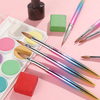 Pinceau à ongles en poils de Kolinsky pur à 100 %, nouveau design, avec logo personnalisé, outils de luxe pour nail art, manche en sable du Jiangxi, virole sertie, pour acrylique