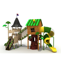 Parc d'attractions en bois playhouse jeux educatif gratuit structure de jeu extérieure