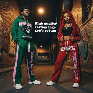 Özel LOGO erkek setleri eşofman erkekler için 100% pamuk nakış <span class=keywords><strong>2</strong></span> parça Set Joggers takım elbise artı boyutu süblimasyon Unisex Hoodie - Product Image 1