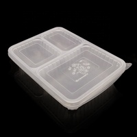 Boîte à lunch Bento 3 compartiments, boîtes d'emballage à emporter, contenants en plastique jetables