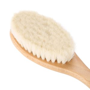 Brosse à cheveux pour bébé <span class=keywords><strong>de</strong></span> 18 cm avec logo personnalisé en gros, poils <span class=keywords><strong>de</strong></span> chèvre doux, brosse en bois pour le cuir chevelu des nouveau-nés, des nourrissons et des tout-petits, douce pour le cuir chevelu - Product Image 5