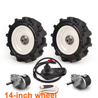 Kit de roue motrice à moyeu avec pneu plein de 14 pouces, 2 roues motrices, 500W 700W, à basse vitesse, avec commande par joystick, pour chariots à main agricoles et pour terrains boueux